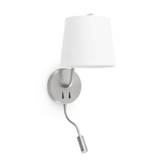 Netlighting Berni 1 Light Indoor Wall Light Reading Lamp White Satin Nickel E27 - image 1
