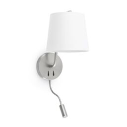 Netlighting Berni 1 Light Indoor Wall Light Reading Lamp White Satin Nickel E27