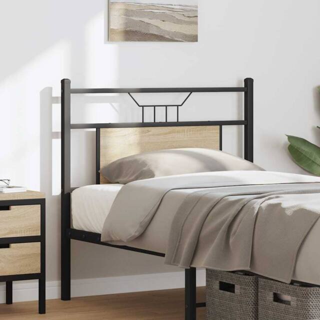 Berkfield Home Headboard Sonoma Oak 80 cm Engineered Wood & Steel in Beige - image 1