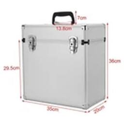 "EONLION 12"" Vinyl LP Storage Case DJ Record Carry Box Holder Silver" - thumbnail 2