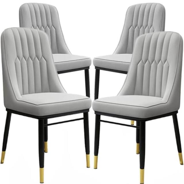 Nordara 4 pcs Faux Leather Dining Chairs Upholstered seat in Grey - Size: 40 cm x 50 cm - image 1