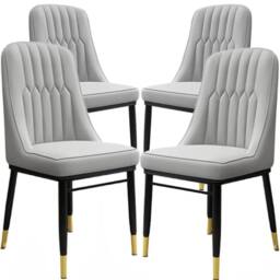 Nordara 4 pcs Faux Leather Dining Chairs Upholstered seat in Grey - Size: 40 cm x 50 cm