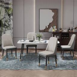 Nordara 4 pcs Faux Leather Dining Chairs Upholstered seat in Grey - Size: 40 cm x 50 cm - thumbnail 7