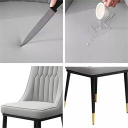 Nordara 4 pcs Faux Leather Dining Chairs Upholstered seat in Grey - Size: 40 cm x 50 cm - thumbnail 6