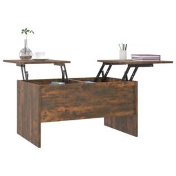 Berkfield Home Coffee Table Smoked Oak 80x50x42.5 cm Engineered Wood in Brown - thumbnail 4