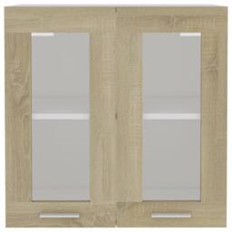 Berkfield Home Hanging Glass Cabinet Sonoma Oak 60x31x60 cm Engineered Wood in Light Brown - Size: 60 x 31 x 60 cm - thumbnail 6