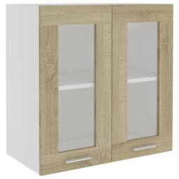 Berkfield Home Hanging Glass Cabinet Sonoma Oak 60x31x60 cm Engineered Wood in Light Brown - Size: 60 x 31 x 60 cm - thumbnail 2