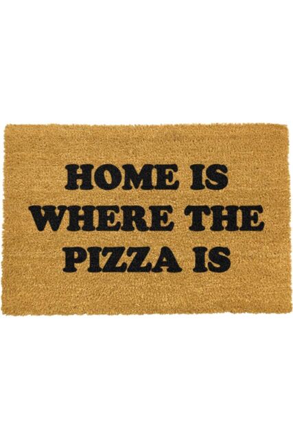 Artsy Mats Home is where the pizza is Doormat in Black - Size: 40 cm x 60 cm - image 1