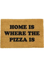 Artsy Mats Home is where the pizza is Doormat in Black - Size: 40 cm x 60 cm - thumbnail 1