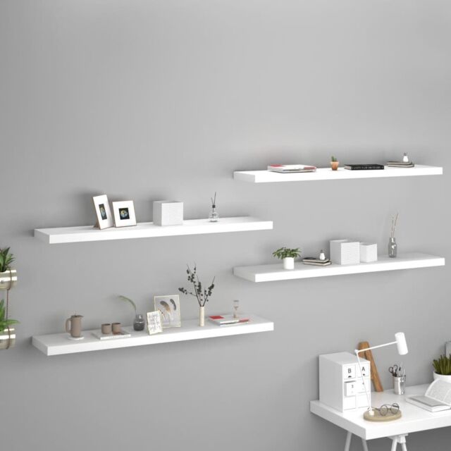 Berkfield Home Floating Wall Shelves 4 pcs White 120x23.5x3.8 cm MDF - image 1