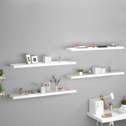 Berkfield Home Floating Wall Shelves 4 pcs White 120x23.5x3.8 cm MDF - thumbnail 1