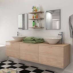 Berkfield Home Ten Piece Bathroom Furniture Set with Basin with Tap Beige