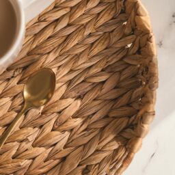 OHS Round Serving Tray Home Accessory Display Seagrass Decorative Organiser Bedroom in Natural - thumbnail 3