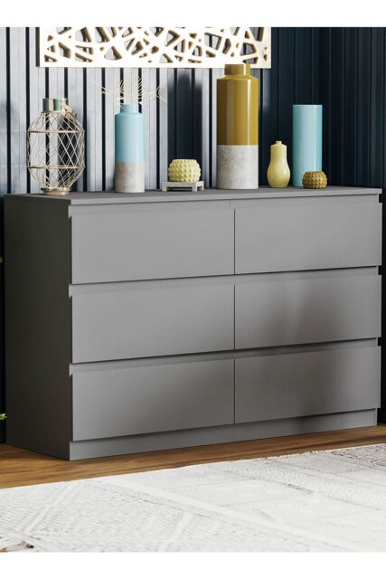 Home Discount Vida Designs Denver 6 Drawer Chest of Drawers Storage in Grey - image 1