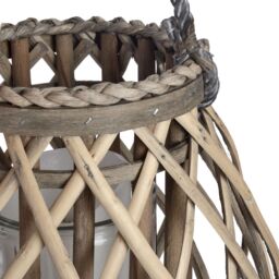 Love Lace Small Wicker Bulbous Lantern in Brown - thumbnail 3