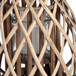 Love Lace Small Wicker Bulbous Lantern in Brown - thumbnail 2