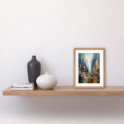 "Artery8 Wall Art Print New York City Rainy Day Abstract Action Cityscape Artwork Framed 9X7 Inch in Beige - Size: W7"" x H9""" - thumbnail 2