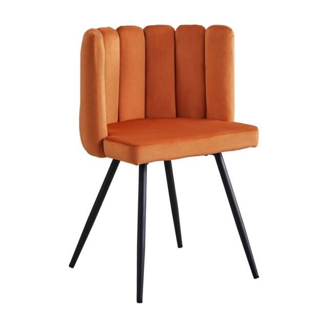KORVIXA 1 Dining Chair Velvet Surface Upholstered Kitchen Chair in Burnt Orange - Size: 100 cm x 100 cm - image 1