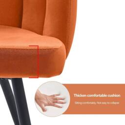 KORVIXA 1 Dining Chair Velvet Surface Upholstered Kitchen Chair in Burnt Orange - Size: 100 cm x 100 cm - thumbnail 5