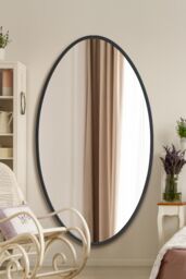 "MirrorOutlet Black Metal Framed Oval Wall Mirror 71"" X 39"" (180 x 100CM) - Size: 1 Pack" - thumbnail 2
