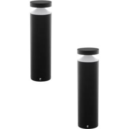 Loops 2 PACK IP44 Outdoor Pedestal Light Black Cast Aluminium 11W LED Post - thumbnail 1