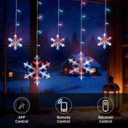 Bright Zeal 1*3.6m RGB Smart Snowflake Icicle Lights with 156 LEDs App Music Sync in White - thumbnail 4