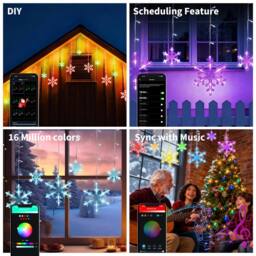 Bright Zeal 1*3.6m RGB Smart Snowflake Icicle Lights with 156 LEDs App Music Sync in White - thumbnail 6