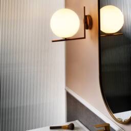 Wyld and Coco Gold Wall Lamp with Iron Base and Glass Shade - thumbnail 1
