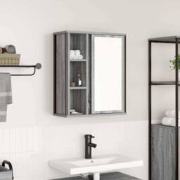 Berkfield Home Decorative Bathroom Wall Cabinet with Mirror Grey Sonoma 50x21x60 cm - Size: 50 x 21 x 60 cm - thumbnail 2