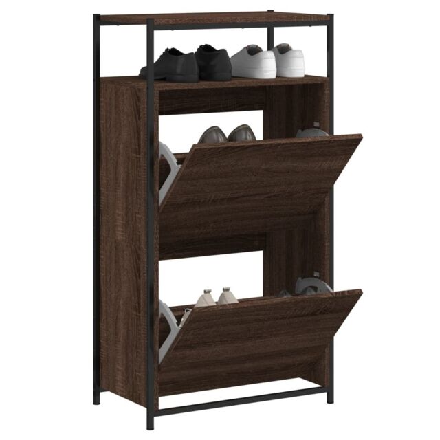 Berkfield Home Shoe Cabinet Brown Oak 60x34x112 Engineered Wood - image 1