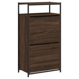 Berkfield Home Shoe Cabinet Brown Oak 60x34x112 Engineered Wood - thumbnail 4