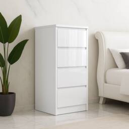 Harmin Handleless High Gloss 4 drawer White chest of Drawers - H99cm X W40cm - thumbnail 2