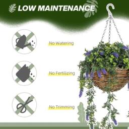 Wyld Haus Nodimo Set of 2 Artificial Lavender Hanging Baskets with Silk Finish in Purple - thumbnail 7