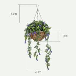 Wyld Haus Nodimo Set of 2 Artificial Lavender Hanging Baskets with Silk Finish in Purple - thumbnail 4