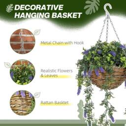 Wyld Haus Nodimo Set of 2 Artificial Lavender Hanging Baskets with Silk Finish in Purple - thumbnail 5