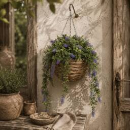 Wyld Haus Nodimo Set of 2 Artificial Lavender Hanging Baskets with Silk Finish in Purple - thumbnail 1