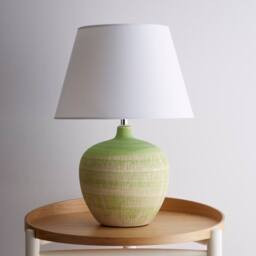 K LIVING Tenby Green Table Lamp Glazed Ceramic Base & White Fabric Shade in Pale Green