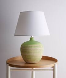 K LIVING Tenby Green Table Lamp Glazed Ceramic Base & White Fabric Shade in Pale Green - thumbnail 3