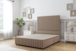 "Comfort Beds Khole Plush Divan Base 2 Drawers - 54"" Headboard-Footboard in Taupe - Size: Double" - thumbnail 2