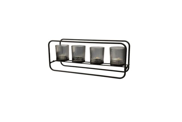 Straits Smoke Grey 4 Tealight Candle Holder 35L x 15H cm in Dark Grey - image 1
