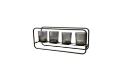 Straits Smoke Grey 4 Tealight Candle Holder 35L x 15H cm in Dark Grey - thumbnail 1
