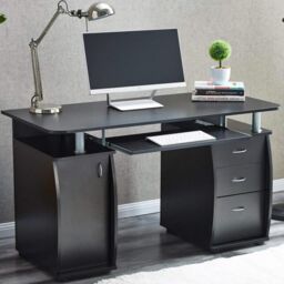 RayGar Wicklow Computer Desk with Storage Cabinet & 3 Drawers in Black - Size: 1 Pack - thumbnail 2