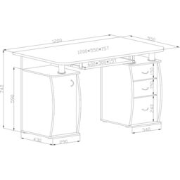 RayGar Wicklow Computer Desk with Storage Cabinet & 3 Drawers in Black - Size: 1 Pack - thumbnail 6