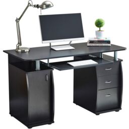 RayGar Wicklow Computer Desk with Storage Cabinet & 3 Drawers in Black - Size: 1 Pack