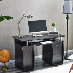 RayGar Wicklow Computer Desk with Storage Cabinet & 3 Drawers in Black - Size: 1 Pack - thumbnail 4