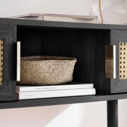 Birlea Rattan Console Table Sark Hall Table Dressing Table in Black - thumbnail 5