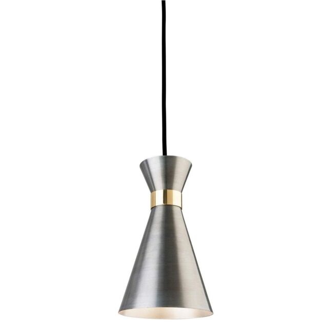 Netlighting Ohio 1 Light Ceiling Pendant Antique Silver Brass E27 in Yellow