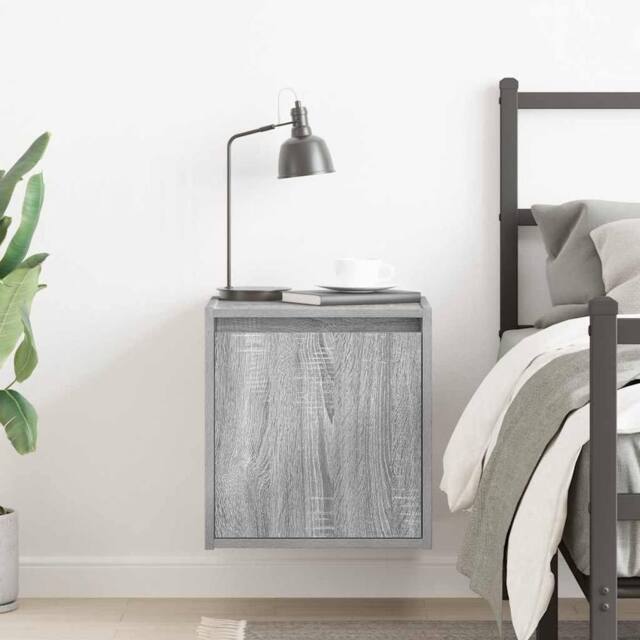 Berkfield Home Durable Wall-Mounted Bedside Cabinet Grey Sonoma 38x34x40 cm - Size: 38 x 34 x 40 cm - image 1