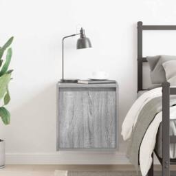 Berkfield Home Durable Wall-Mounted Bedside Cabinet Grey Sonoma 38x34x40 cm - Size: 38 x 34 x 40 cm - thumbnail 1