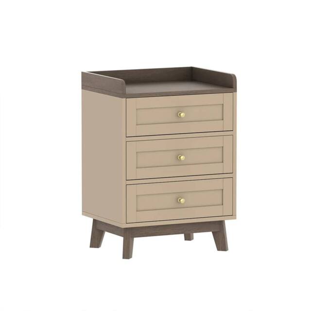 Melody Maison Pair Of Cream 3 Drawer Bedside Tables - Oswin Range in Beige - image 1